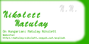 nikolett matulay business card